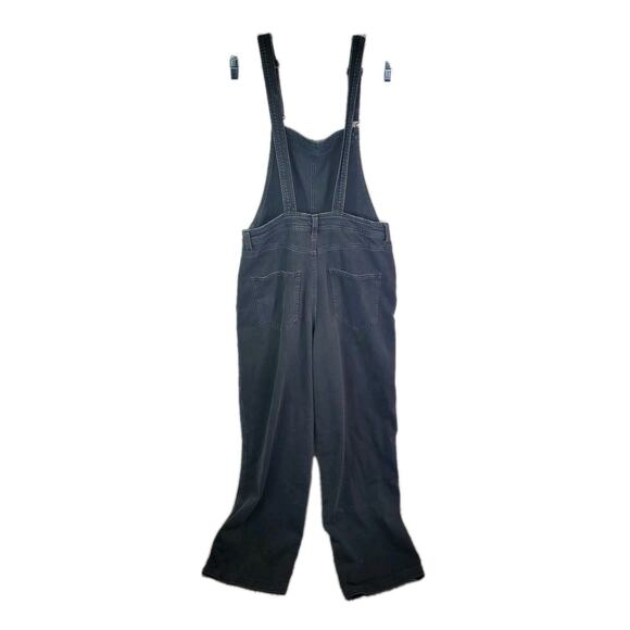 Aerie Charcoal Black Bib Overalls Women's Sz Medium Wide Straight Leg Adj Straps - Picture 4 of 8